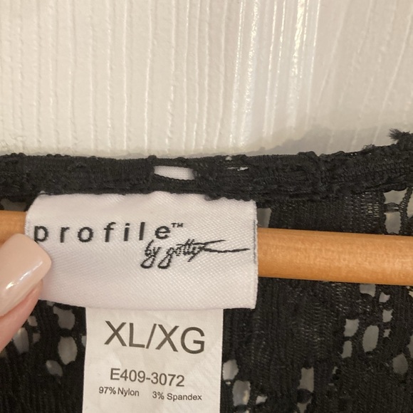 Profile by Gottex Round Neck Dress Swim Cover-Up Floral Design Black XL - Picture 3 of 5